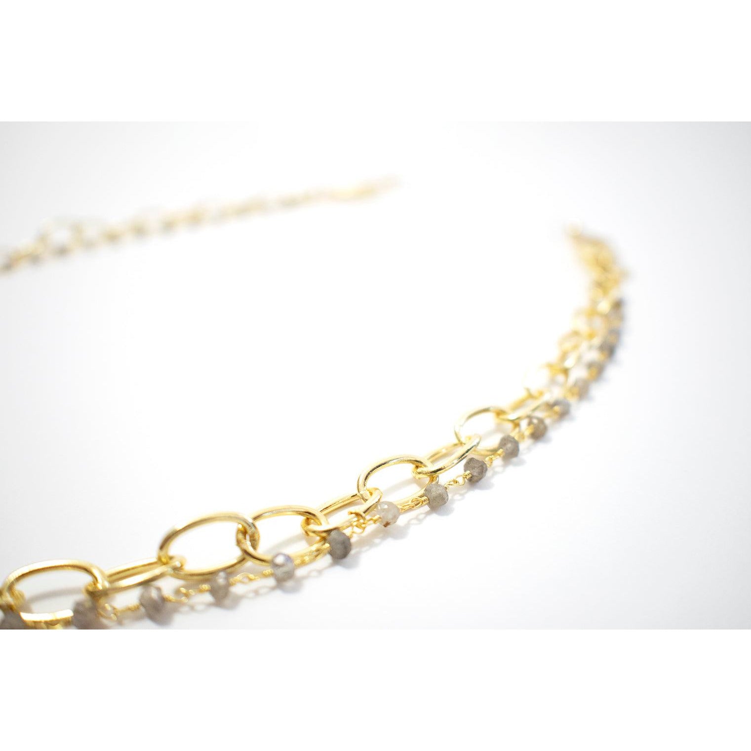 Layered Gold Chain with Natural Gems from Vint & York